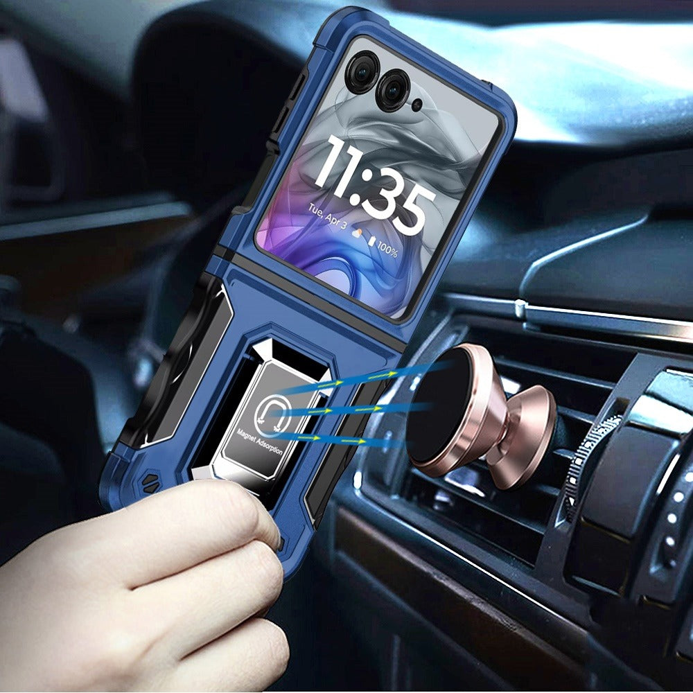 Phone Case Metal Ring Kickstand with TPU and PC Shell for Motorola Razr 2024 in Eight Colors