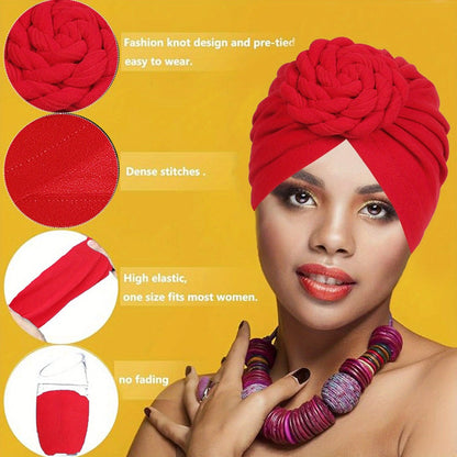 Boho Turban Headbands for Women 5 Pack – African Indian Style Twisted Knot Knit Hair Wrap Hat Retro Ethnic Fashion Head Scarf Baotou Cap