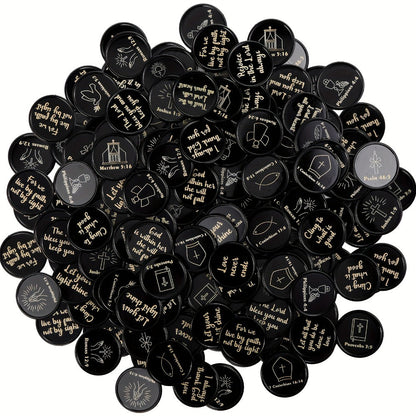Party Favors Bible-Verse Coins, 120-Piece Black Token Set for Church and Faith-Themed Events