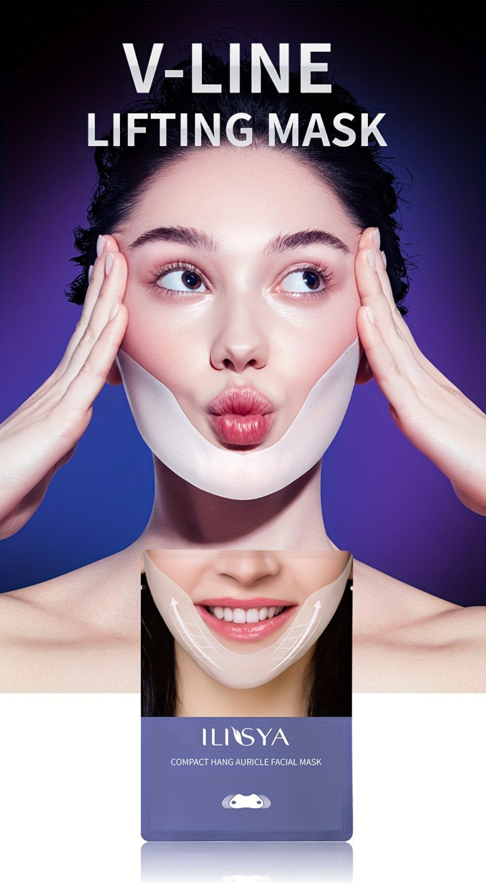 V-Line Face Mask 7 Pieces Hydrogel Chin Lifting & Jawline Contouring – Collagen, Hyaluronic Acid & Coffee Extract Firming Tightening