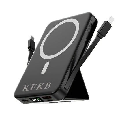 Magnetic Power Bank 10000mAh USB-C Fast Charging, Built-in Cable, Charges 5 Devices & Laptops Simultaneously
