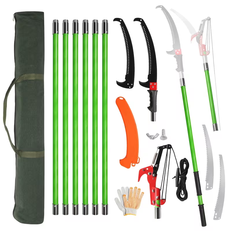 26FT Manual Pole Saw with Pruner & Bag for Garden, Patio and Yard Use, with the Listed Configuration