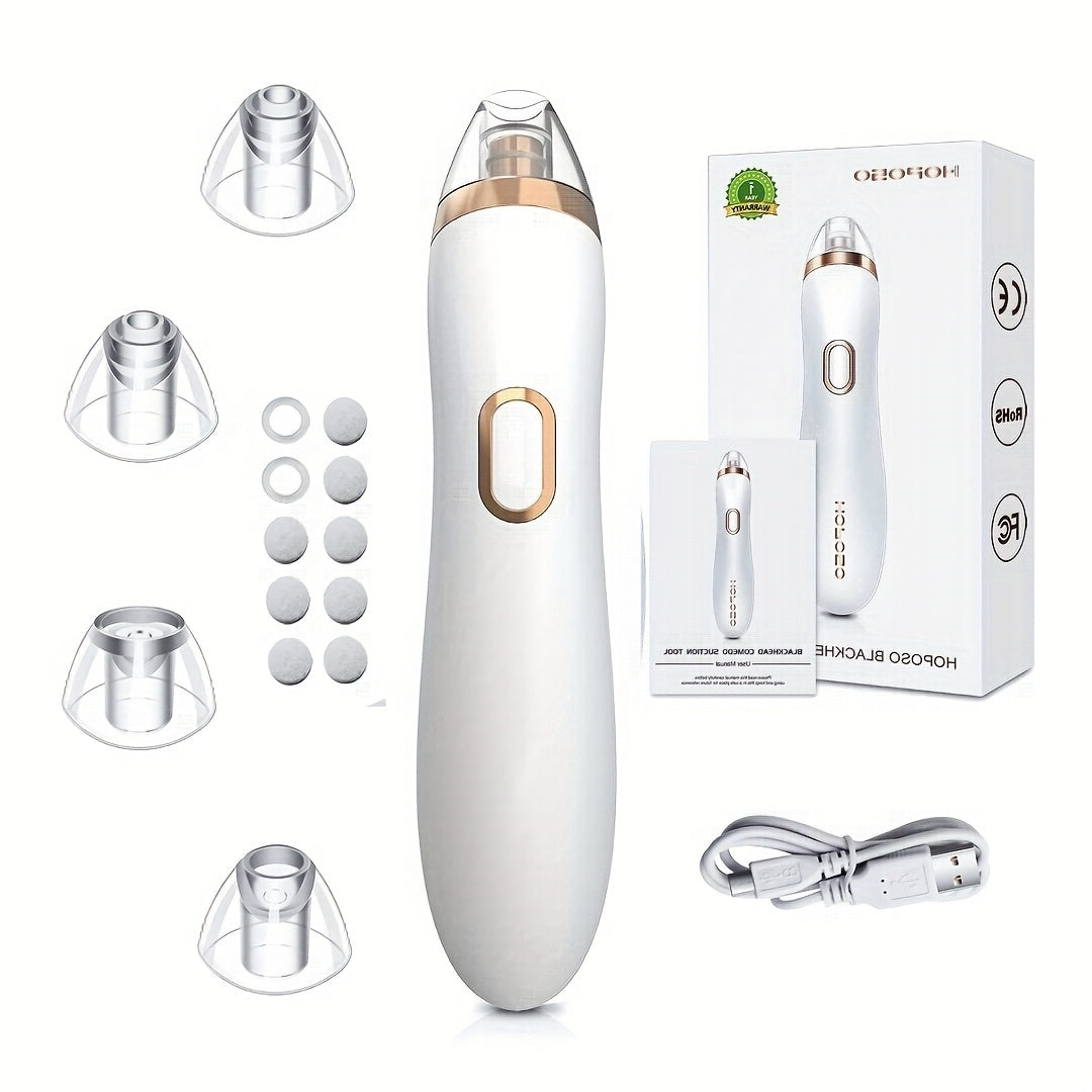 Blackhead Remover Vacuum Pore Cleaner 5 Adjustable Suction Levels - 4 Probe Heads 600mAh for Bath Time, Home Spa and Personal Care