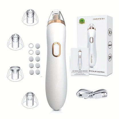 Blackhead Remover Vacuum Pore Cleaner 5 Adjustable Suction Levels - 4 Probe Heads 600mAh for Bath Time, Home Spa and Personal Care