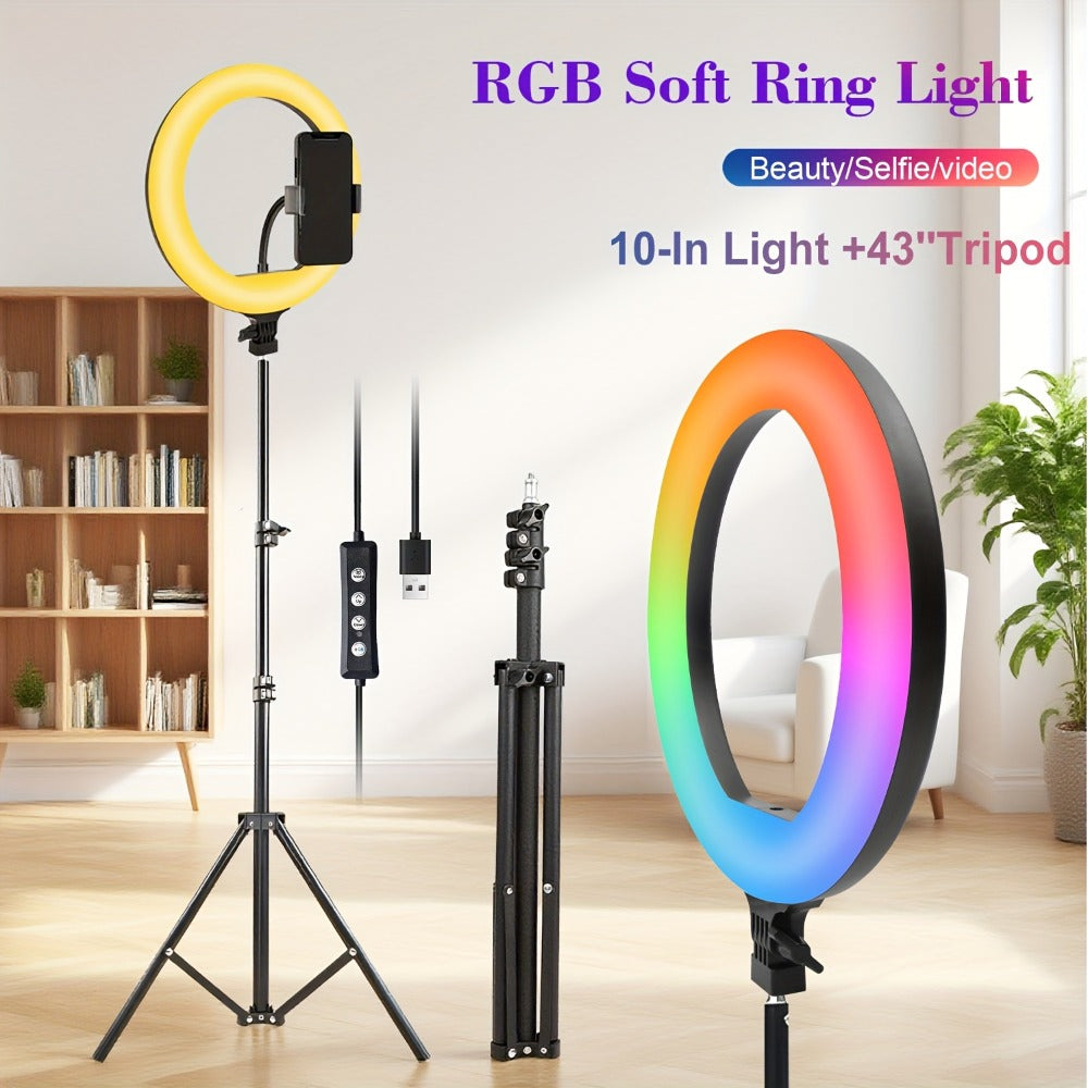 Ring Light 12 Inch Adjustable Brightness RGB with 63 Inch Floor Stand for Photo Selfie Video for an Everyday Personal Care Routine