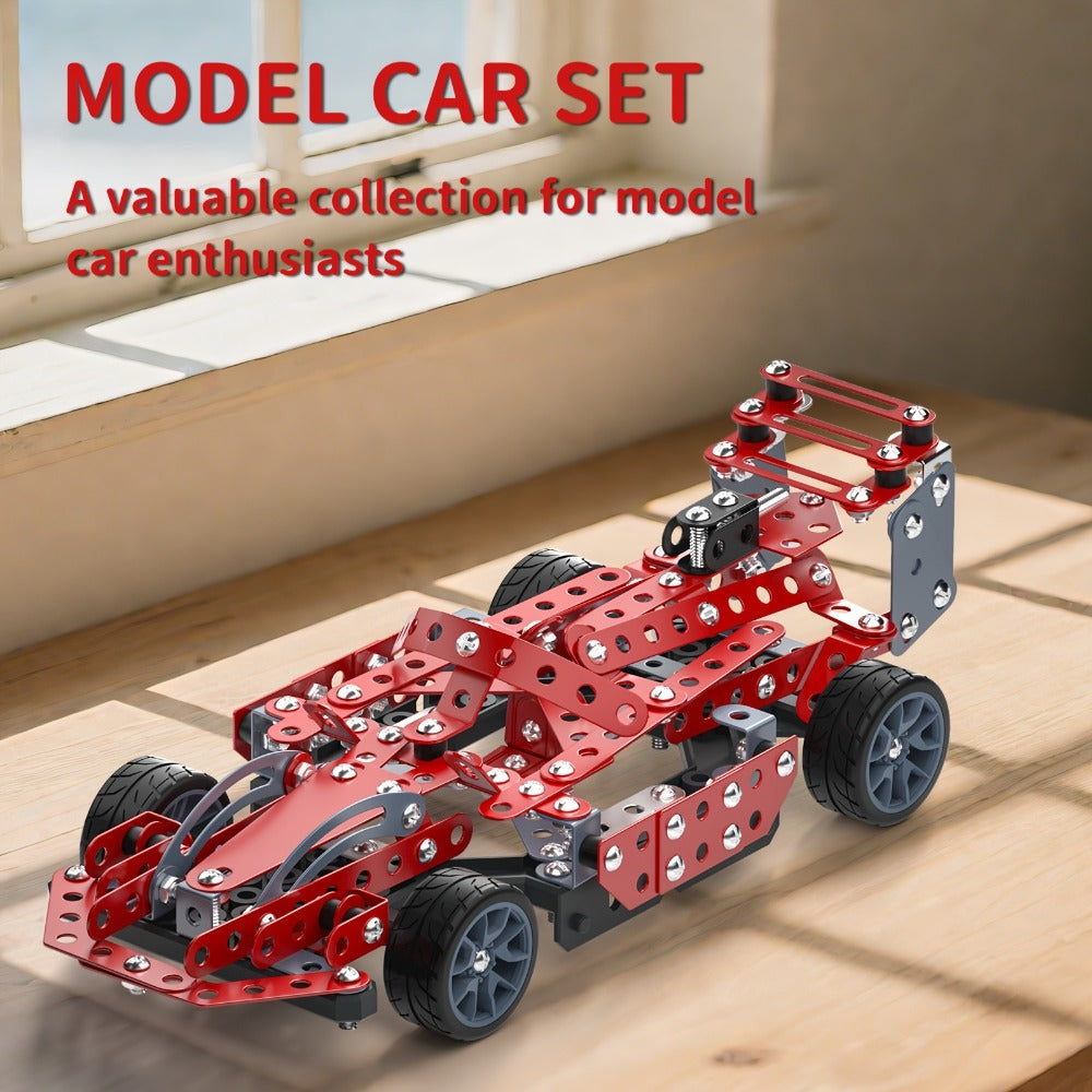 STEM Building Kit Model Car 283-287 Pcs Motorized Assembly Vehicle Toy with Tires & Openable Hood