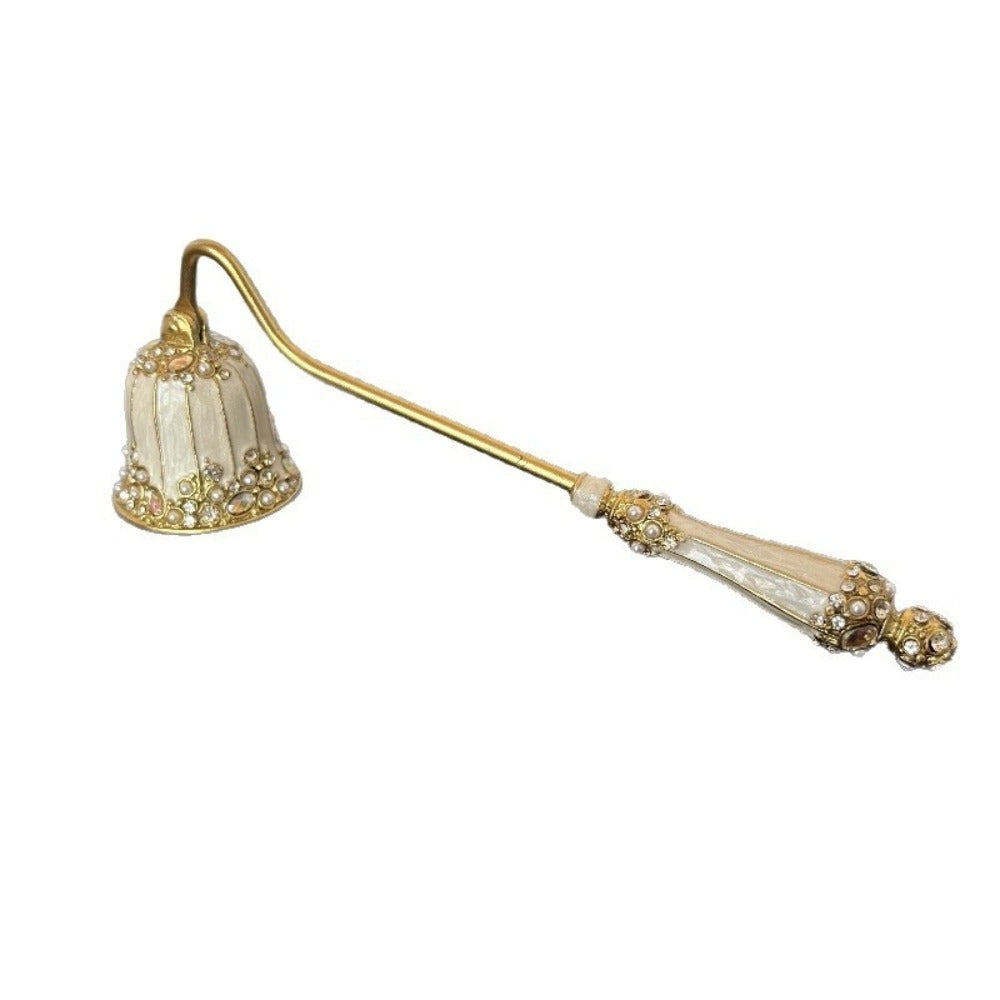 Candle Snuffer Long Handle - Elegant Metal Wick Flame Extinguisher Bell Candle Accessory for Home Decor
