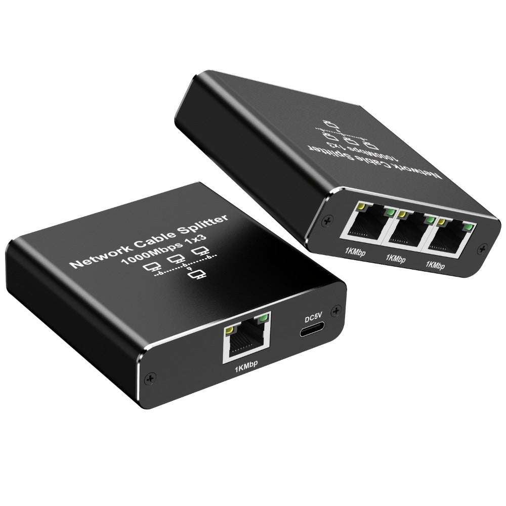 Gigabit Ethernet Splitter 1 to 3, 1000Mbps PoE Network Splitter, 1 In 3 Out RJ45 Adapter for PC, Laptop