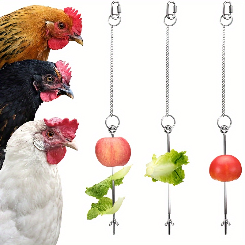 Chicken Feeder Skewer Stainless Steel Hanging Fruit Veggie Double Nut for Grilling, Camping and Outdoor Meals