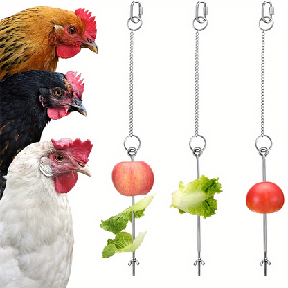 Chicken Feeder Skewer Stainless Steel Hanging Fruit Veggie Double Nut for Grilling, Camping and Outdoor Meals