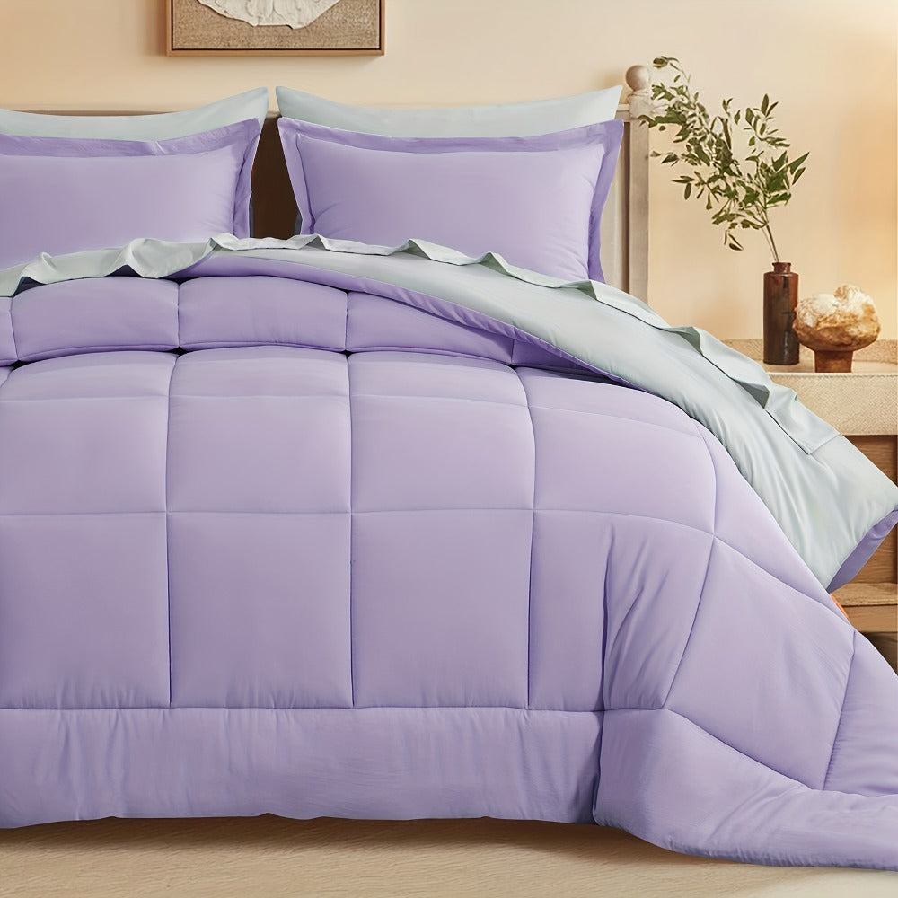 7 Piece Comforter Set Luxury Soft Fluffy Bedding All Season Bed in a Bag with Comforter Fitted Sheet Flat Sheet Pillowcases Hypoallergenic