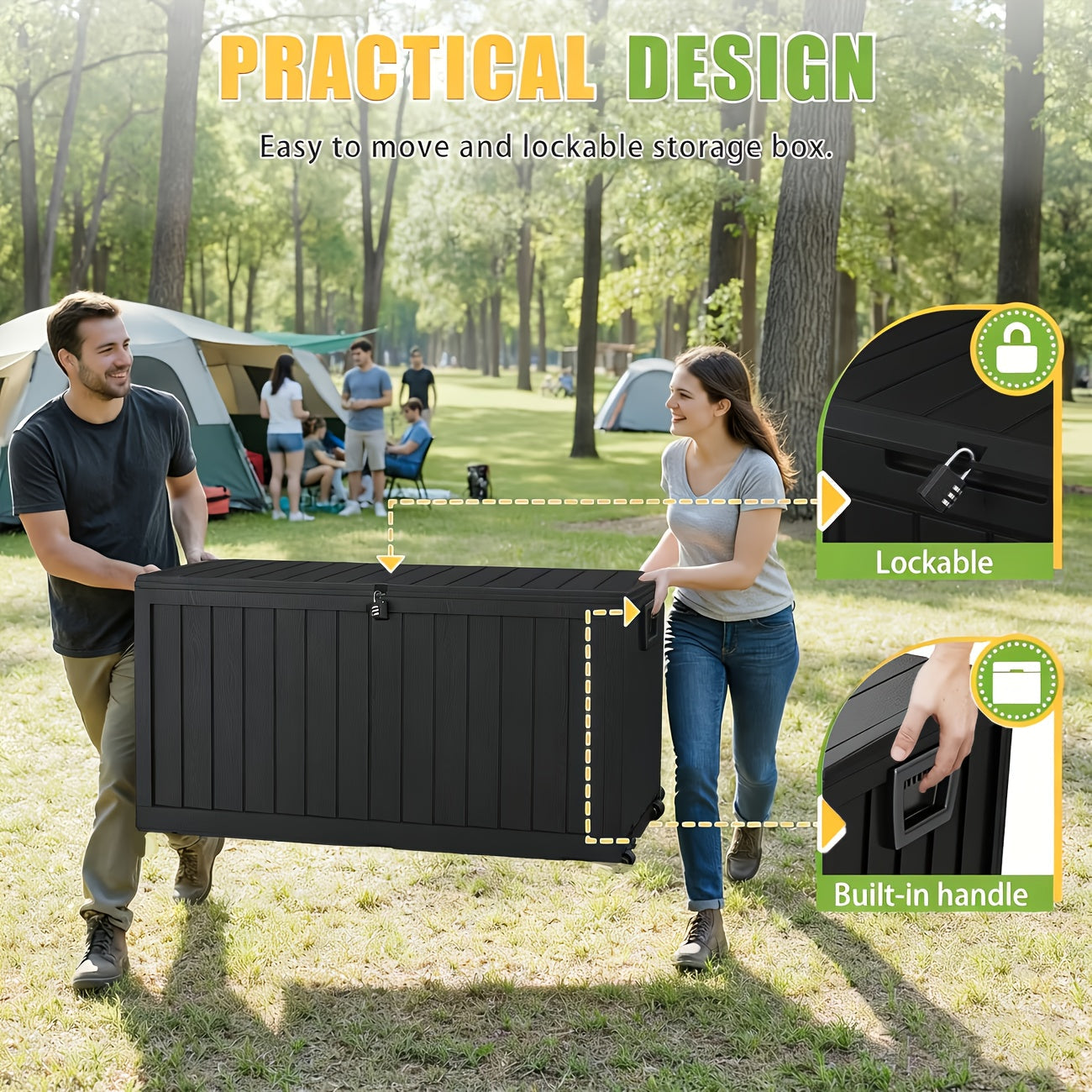Deck Box Outdoor, Lockable Pool Patio Garden Tool Storage for Garden, Patio and Yard Use, with the Listed Configuration