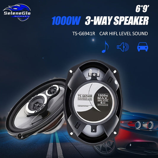 6x9 Inch Coaxial Car Speakers 1000W Max – 2-Way HiFi Full Range Stereo with Soundproof Enclosures, Bass Boost, Pure Copper Coil
