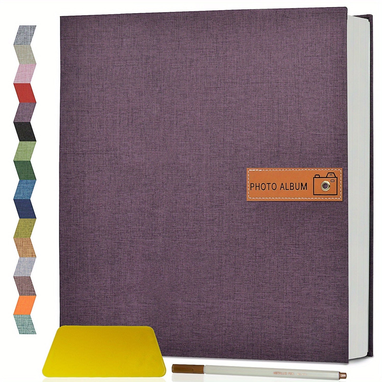 Self Adhesive Photo Album Scrapbook – Large Linen Cover Memory Book for 4x6 5x7 8x10 Photos, DIY Picture Book with Metal Pen, Gift for Mom