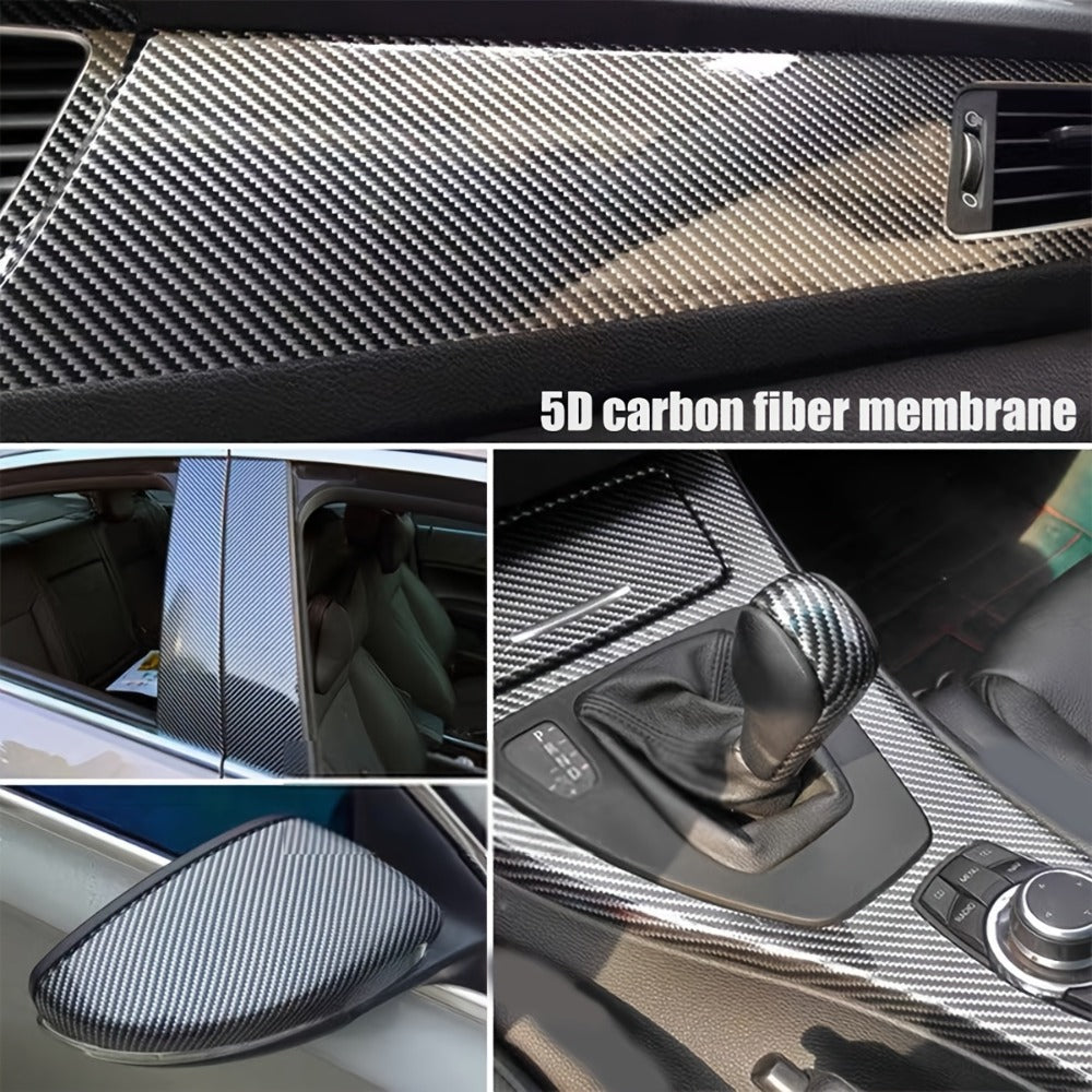 5D Carbon Fiber Vinyl Wrap 50cm x 300cm – Self-Adhesive Car Interior Decor Film, UV Protection, Scratch-Resistant, Dashboard Trim Sticker