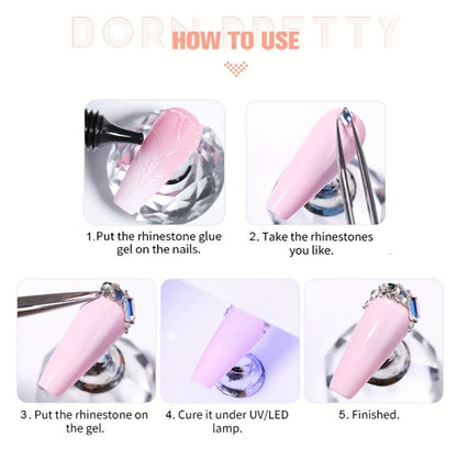 Rhinestone Glue Gel 2pcs Strong Bond 1.01oz Each – Professional Nail Charm Adhesive for 3D Gems, Crystals & Bling Decorations