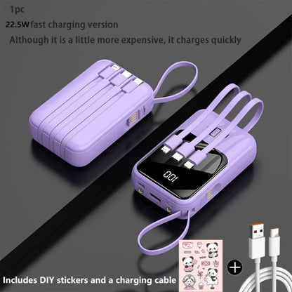 Power Bank 21000mAh Mini with 5W or 22.5W Power Options, Built-In Cable Set and LED Display