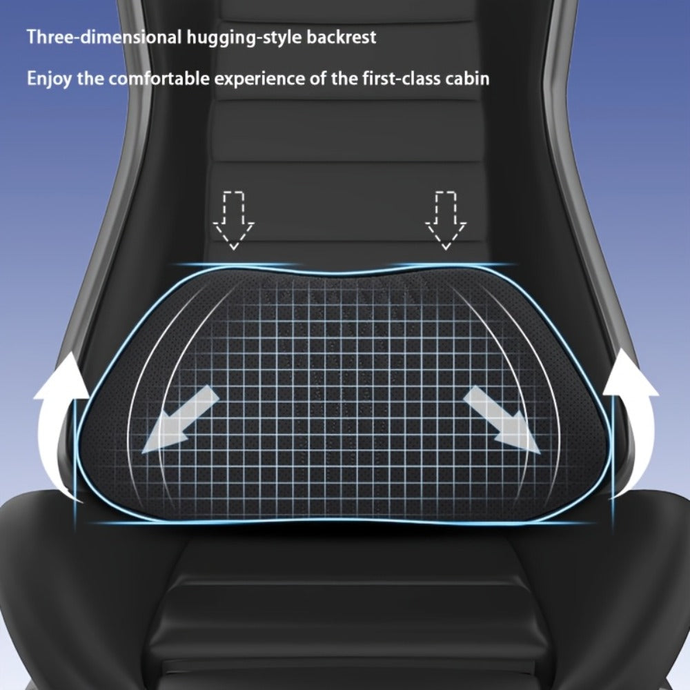 Car Neck Pillow Nappa Leather Headrest – Memory Foam Lumbar Support with Embroidery, All-Season Universal Car Interior Accessory