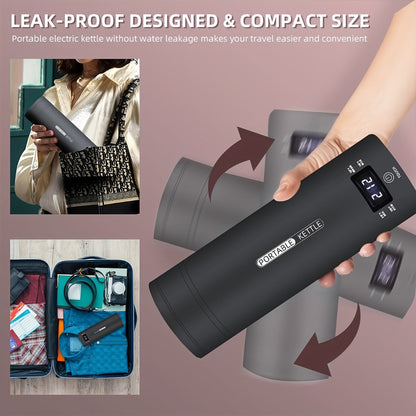 Travel Electric Kettle Mini Portable 304 Stainless Steel 4 Temperature Settings Auto Shut-Off Boil-Dry Protection BPA-Free Water Boiler