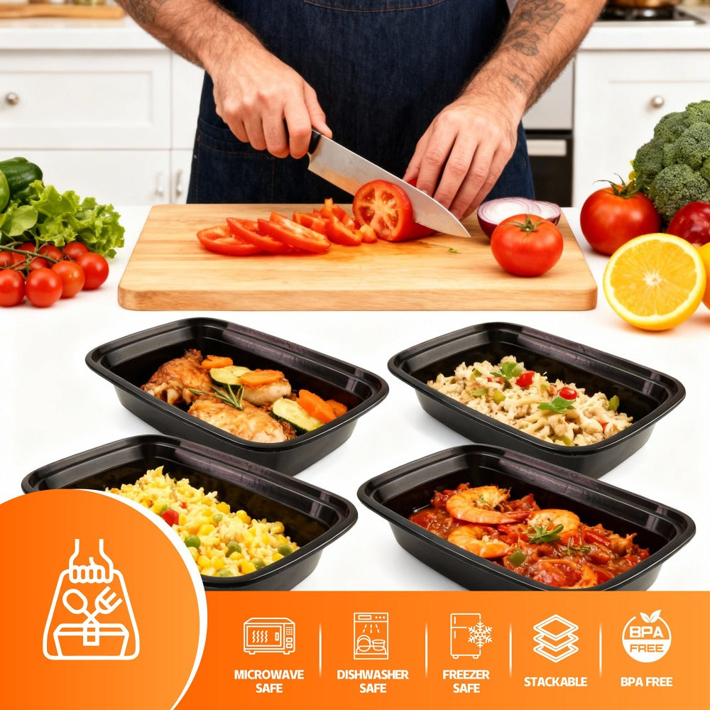 Food Storage Containers 50-Container Meal Prep Set with 50 Lids, 32 oz or 38 oz Capacity Options