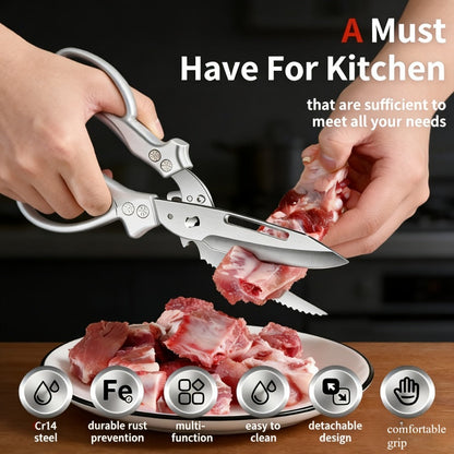 Kitchen Scissors Stainless Steel for Home Cooking, Dining and Outdoor Meals, with the Listed Configuration