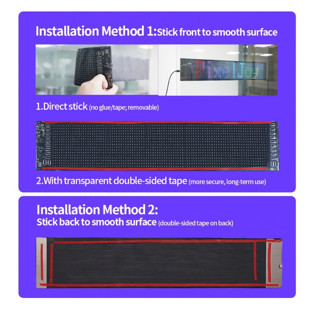 Programmable LED Sign Flexible Matrix Panel, App & USB Control, RGB Multicolor, Music Sync, Text & Animation Display for Indoor Shop