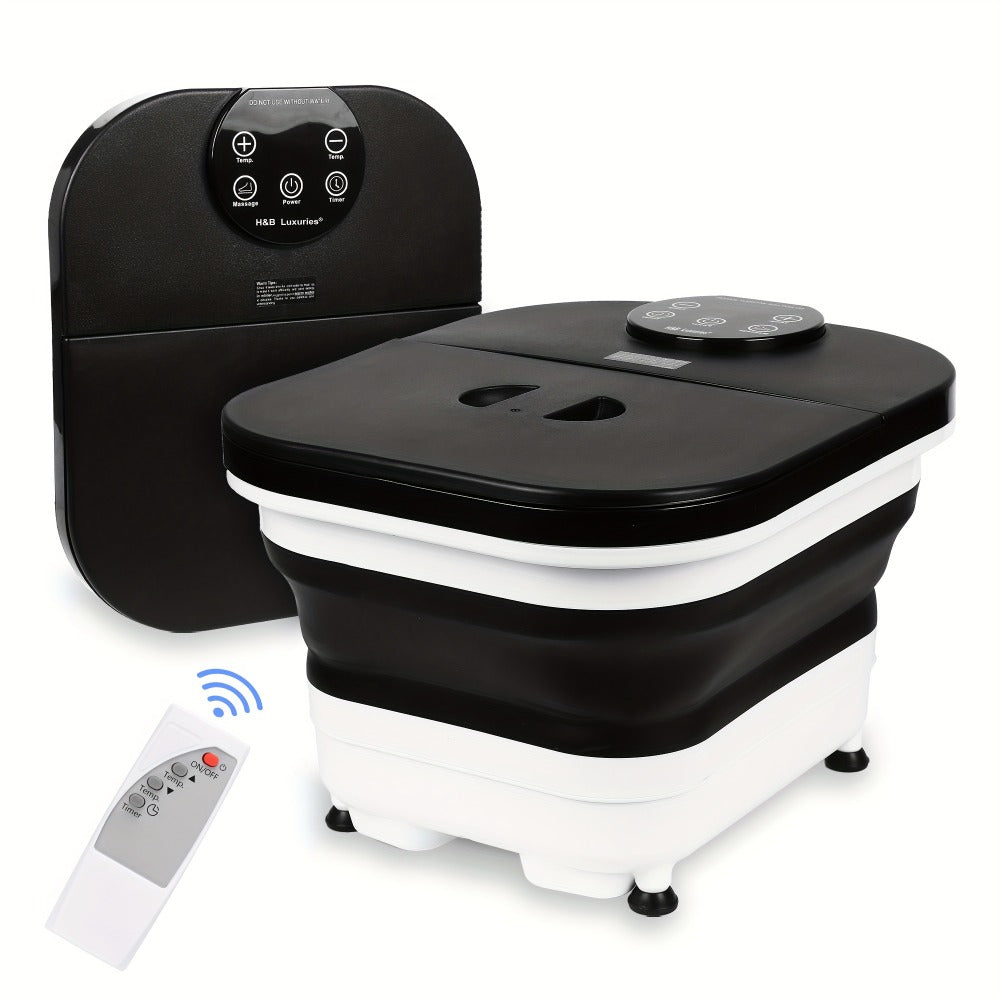 Foldable Foot Spa Bath with 20 Massage Rollers, Touchscreen Temperature Display, Remote Control & Shower