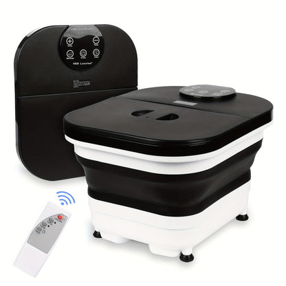 Foldable Foot Spa Bath with 20 Massage Rollers, Touchscreen Temperature Display, Remote Control & Shower