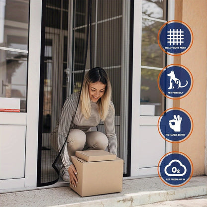 Magnetic Screen Door for Doorways – Heavy Duty Self-Sealing Mesh Door Screen with Magnetic Closure, Hands-Free, Pet & Kid Friendly