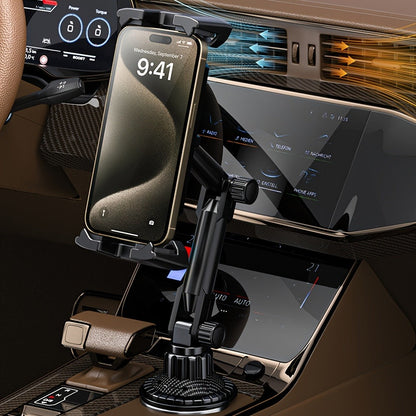 TP08 Cup-Base Car Phone Mount with Expanding Lower Base and Adjustable Clamp for 4–13-Inch Devices