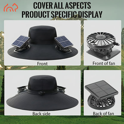 Solar Powered Dual Fan Sun Hat with USB Charging – Adjustable Strap, Breathable Mesh Design, High Airflow, Long Battery Life