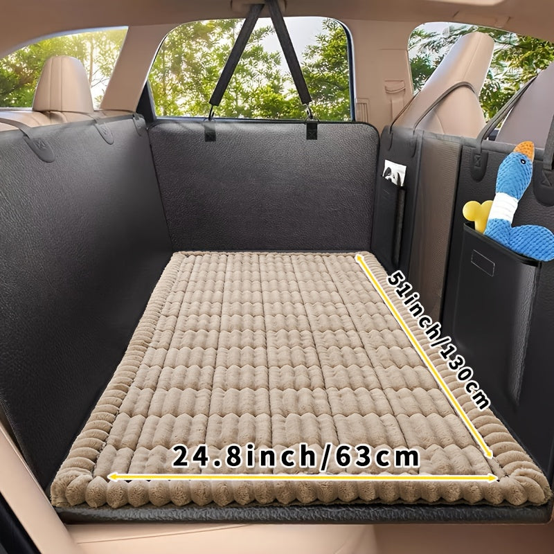 Dog Car Mat Nonslip Pet Seat Cushion with Rear Extension Pad, Heavy-Duty Anti-Scratch Waterproof Floor Liner for SUVs Sedans Trucks