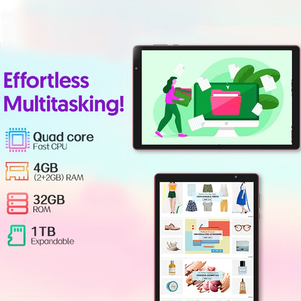 Android Tablet 10-Inch with Android 14, 4GB Total RAM, 32GB Internal Storage, WiFi 6 and 6000mAh Battery