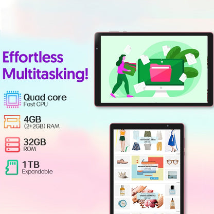 Android Tablet 10-Inch with Android 14, 4GB Total RAM, 32GB Internal Storage, WiFi 6 and 6000mAh Battery