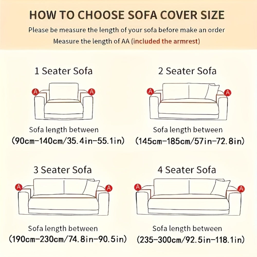 Sofa Cover Zigzag-Texture Fitted Slipcover for 1, 2, 3 or 4-Seater Sofas in Four Neutral Colors