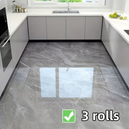 Self-Adhesive Marble Vinyl Floor Wallpaper 3 Rolls 23.62x197.75in – Oil-Proof Anti-Slip, for Entryways, Bedrooms and Living Spaces