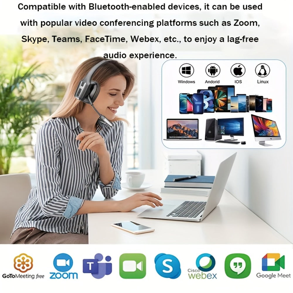 Trucker Bluetooth Headset Single Ear Noise Canceling Wireless Mono Headphone Type-C Charging for an Everyday Personal Care Routine