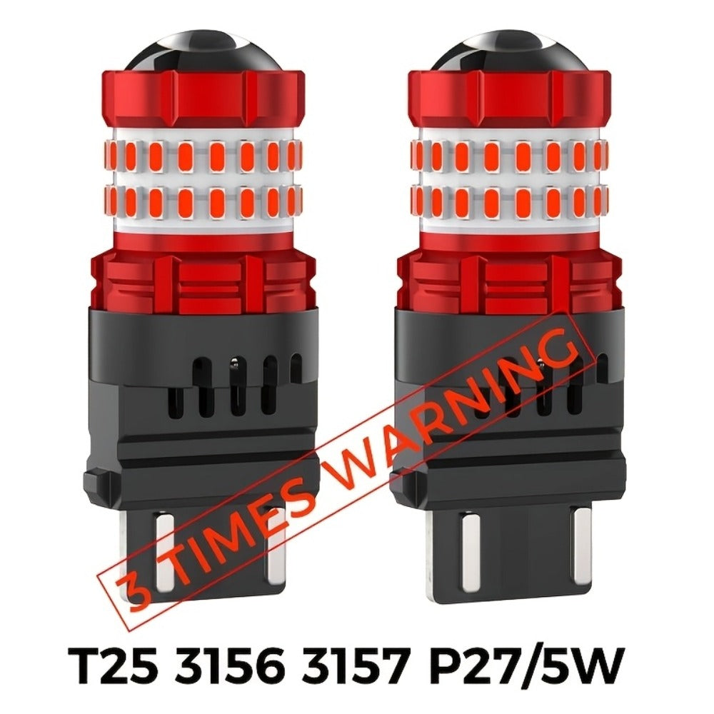 LED Brake Light Bulbs 1156 1157 3157 – Red Stop Tail Parking Lights with 3-Flash Warning, No Error, 2pcs (BA15S BAY15D 7443 3156 P21W)