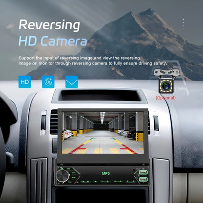 Single DIN Car Stereo – 7" HD Retractable Touchscreen, MP5 Player, Mirror Link, Bluetooth Hands-Free, FM Radio, USB & AUX