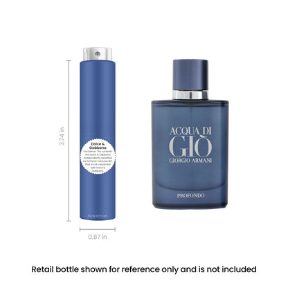 Perfume Travel Spray for Men in 5ml Blue Atomizer with Aquatic, Mineral and Musk Scent Profile