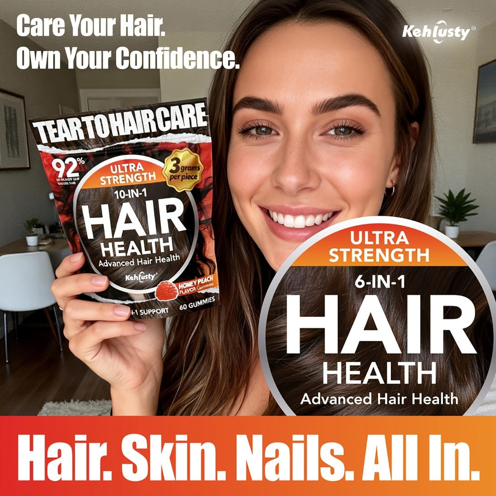 Biotin Gummies for Hair Growth with Collagen Complex Vitamin C & Ginger, 90 Chewable Gummies for Thicker Fuller Hair