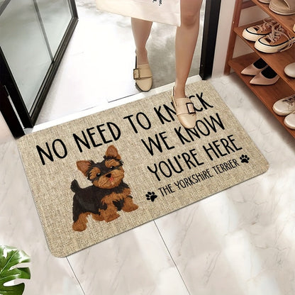 Yorkshire Terrier Entryway Floor Mat with Beige Woven-Look Print in Three Sizes up to 17.71 x 47.24 Inches