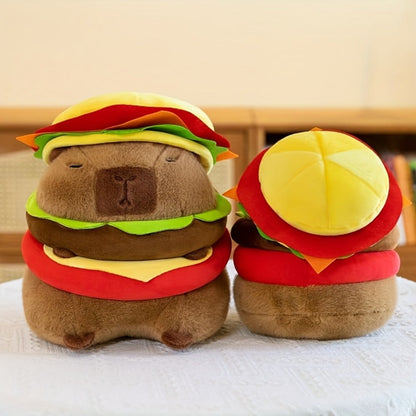 Capybara Plush Stuffed Animal Hamburger Burger Hat Funny Kawaii Plush Toy with the Listed Color, Size or Set Options for Everyday Use