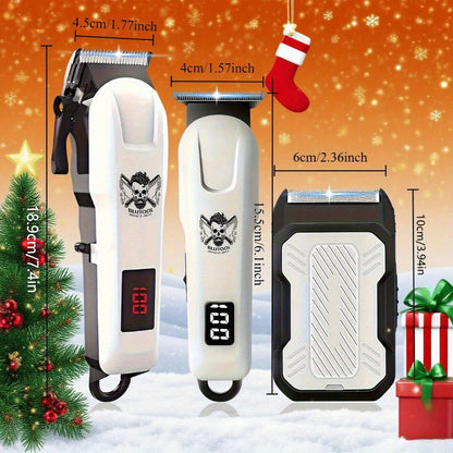 Cordless Hair Clipper Set for Men USB Rechargeable Electric Shaver with LED Display – Professional Grooming Kit 2 or 3 Piece Wireless Hair