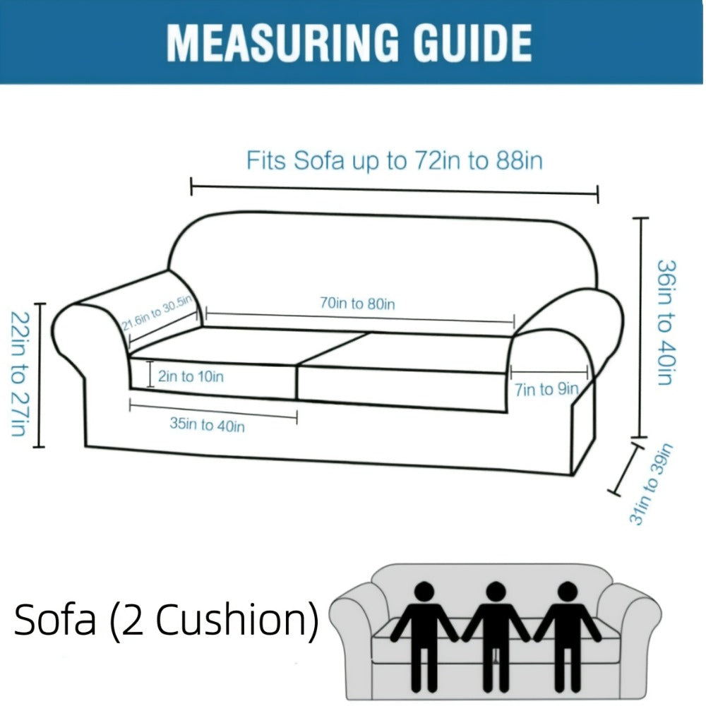Sofa Cover Grid Jacquard Elastic Full-Cover Slipcover with Elastic Fit for 1 to 3 Seats and XL Sofas
