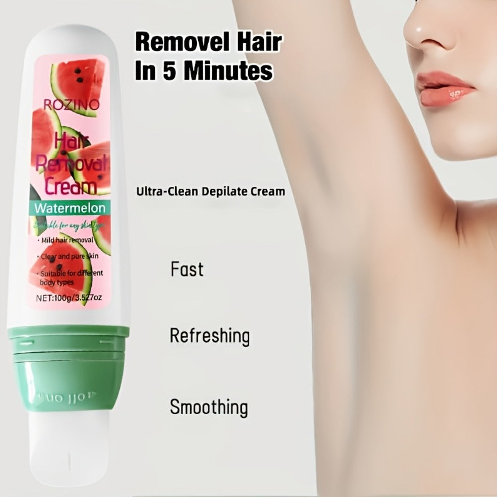 Hair Removal Cream ROZINO 100g Watermelon Roll-On Bottle with Carton for External Body Grooming