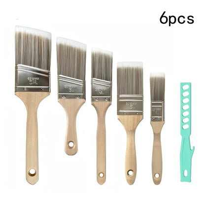 Paint Brushes Set 5 Piece Pro Grade Flat and Angle Brush Kit for Latex Oil Paint Stain Varnish Interior Exterior Wall Trim Furniture Home