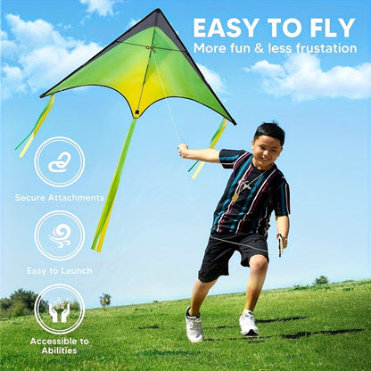 Large Delta Kite 3 Pack for Kids & Adults, Gradient Easy-to-Fly Kites with 58-Inch Wingspan & 262.5 Ft String