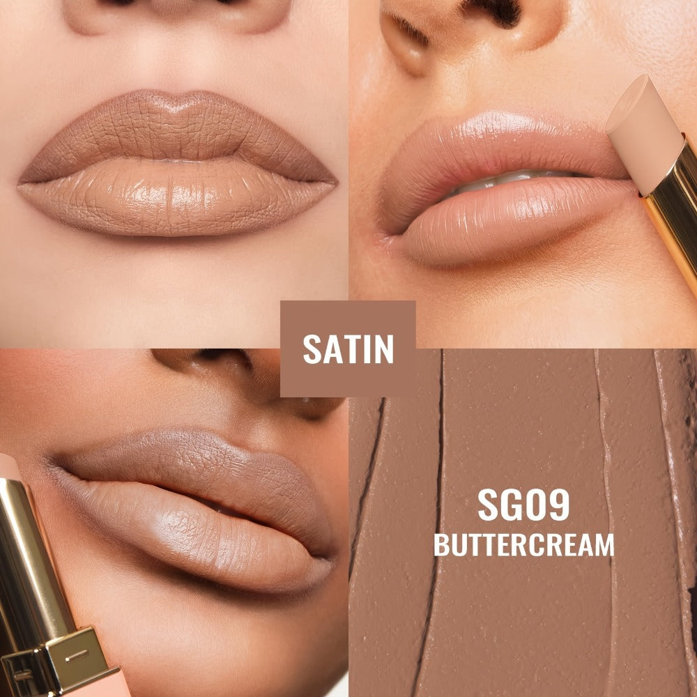 Oulac Nude Satin Lipstick Set 12g Each – Lightweight Moisturizing Full Coverage Cream-to-Satin Formula, Skin-Flattering Nude Lip Color