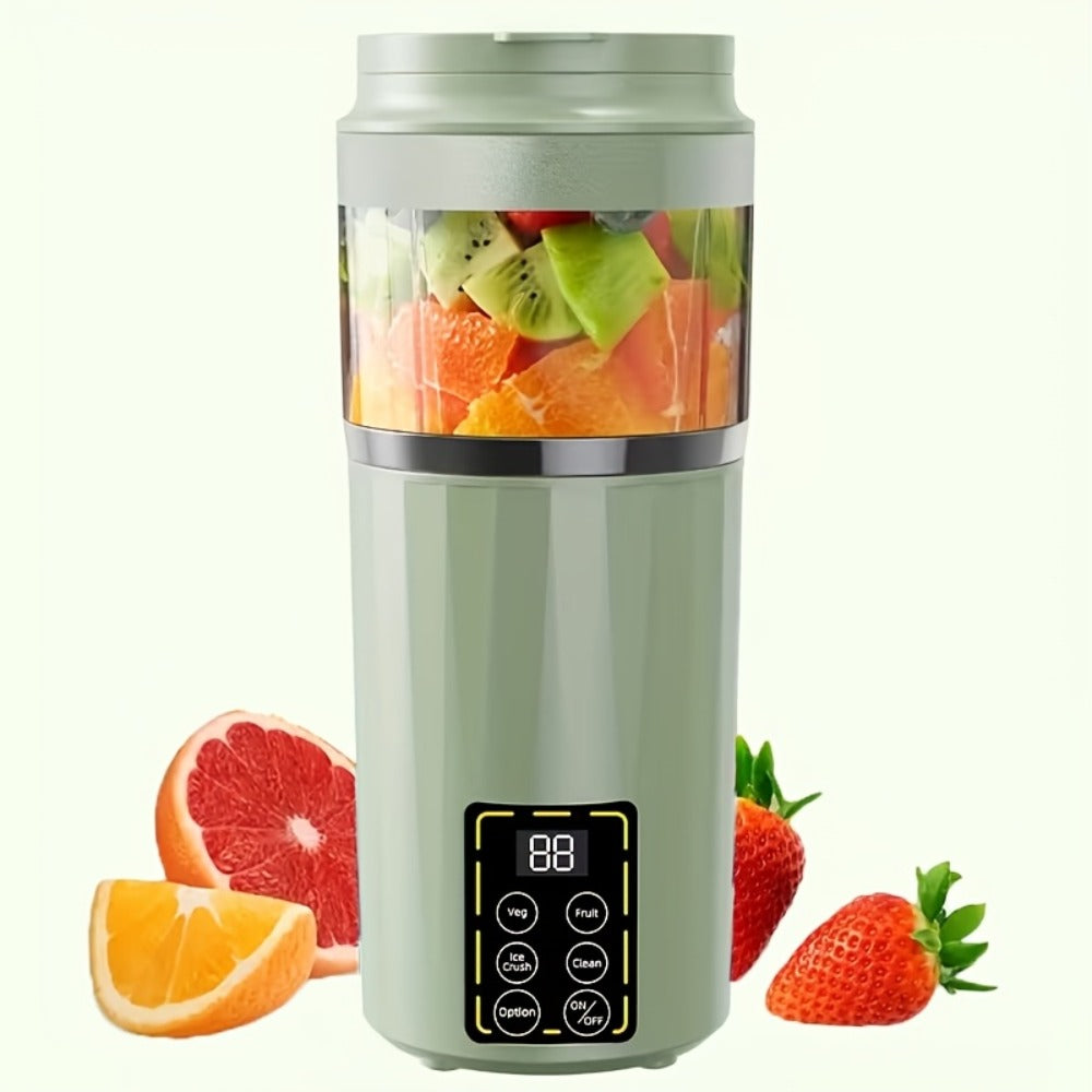 Portable Juicer USB Rechargeable with LED Display - Handheld Personal Blender for Smoothies, Juice & Ice Crush